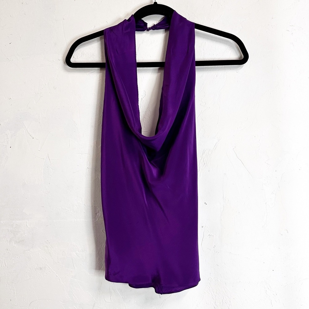 Vintage Y2K Halter Top Silk Womens Small Purple Grunge Dark Romantic Wimsigoth